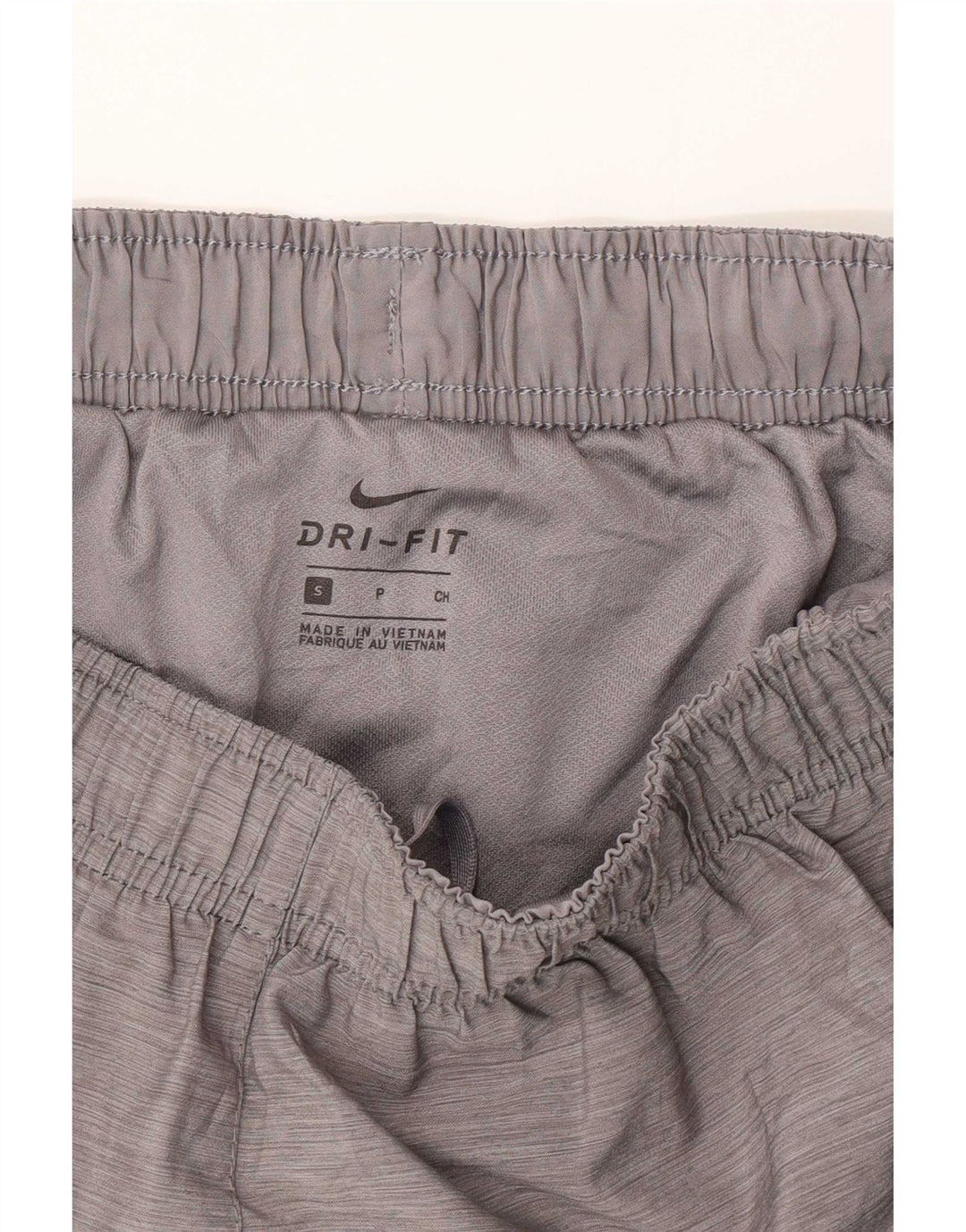 Shorts esportivos femininos Nike UK 8 pequeno poliéster manchado cinza