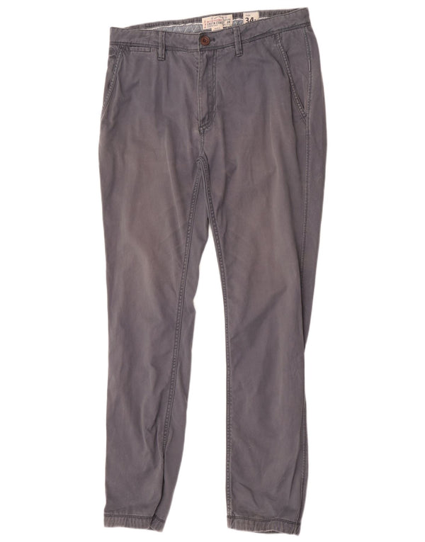 Fat Face Mens Slim Chino Calças W34 L34 Algodão Azul Marinho
