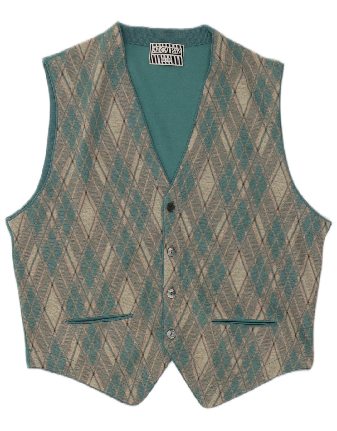Colete Masculino Alcatraz Médio Azul Argyle/Diamante Acrílico