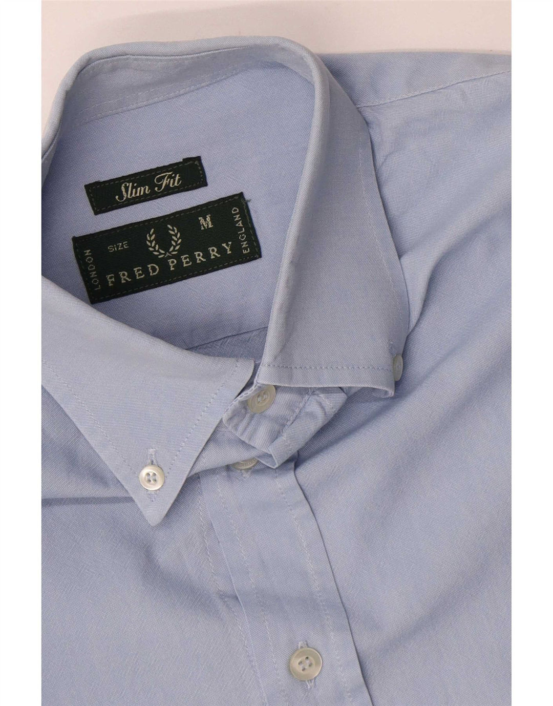 FRED PERRY Camisa masculina slim fit de algodão azul médio