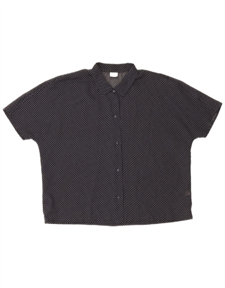 Camisa feminina de manga curta Benetton UK 20 2XL poliéster manchado preto