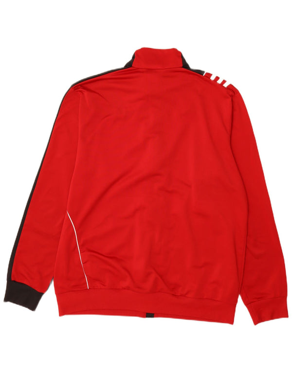 ADIDAS Mens Tracksuit Top Jacket UK 46/48 XL Vermelho Colourblock Poliéster