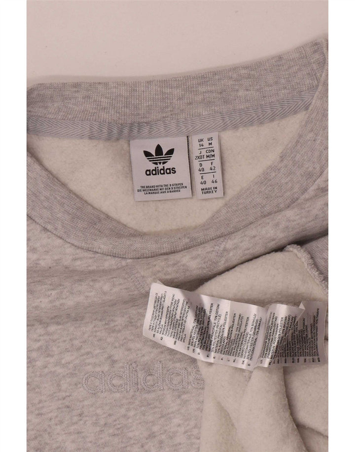 Adidas feminino oversized moletom jumper reino unido 14 grande cinza algodão