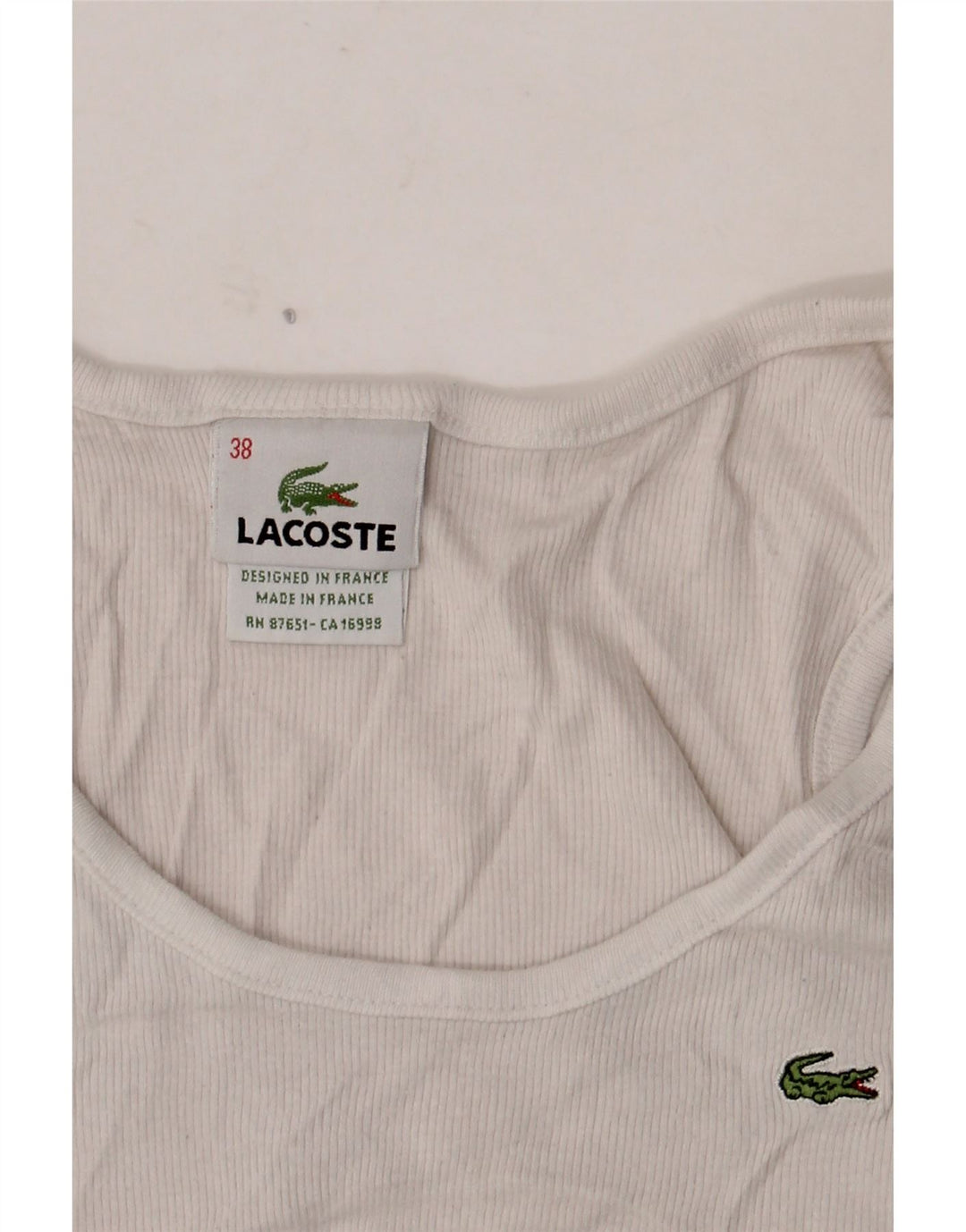 Colete feminino Lacoste tamanho superior 38 algodão branco médio