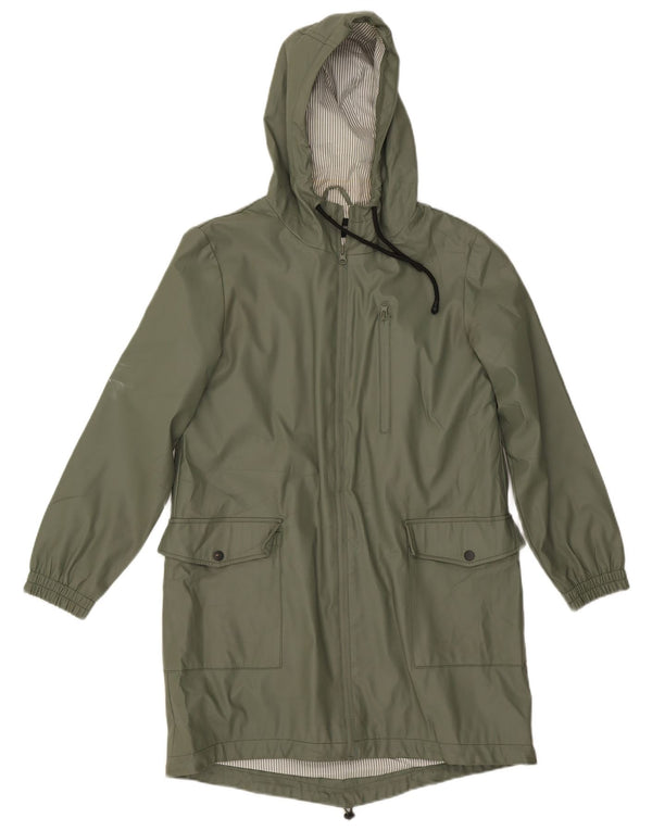 Capa de chuva com capuz feminino Zara UK 10 poliéster verde pequeno