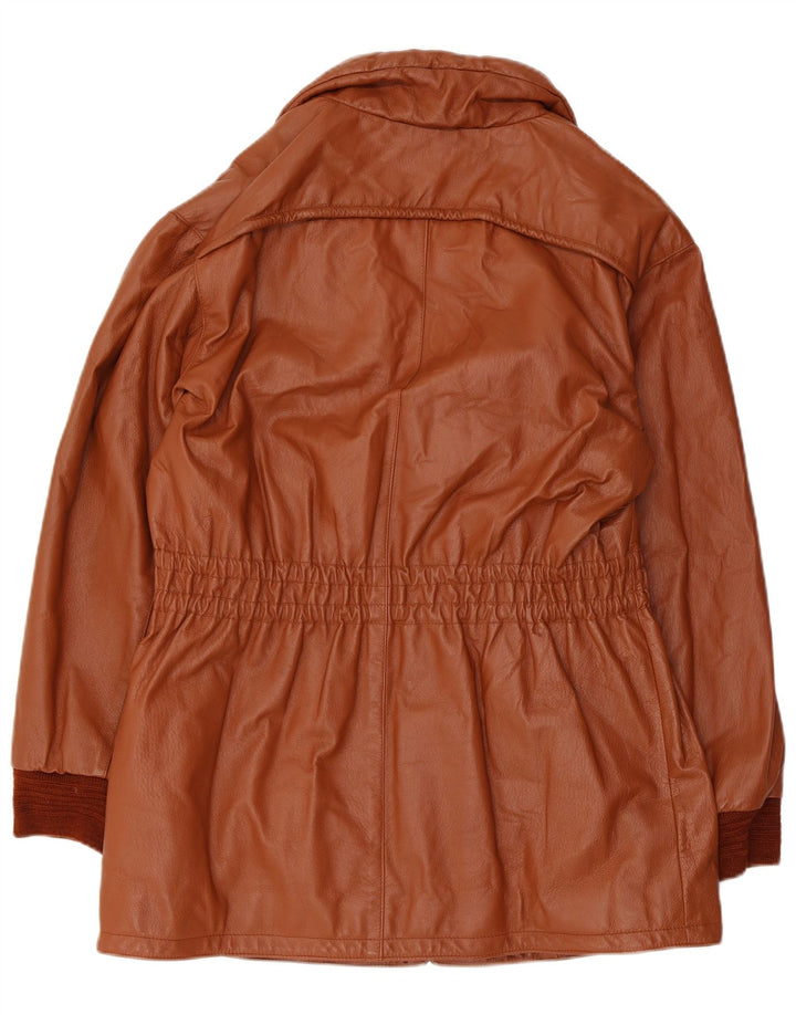 Jaqueta de couro feminina vintage UK 10 pequena marrom
