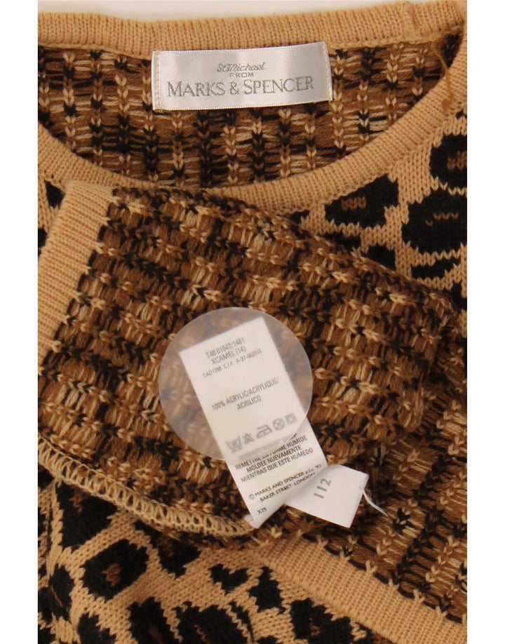 Suéter feminino Marks & Spencer com gola redonda Reino Unido 14 grande marrom