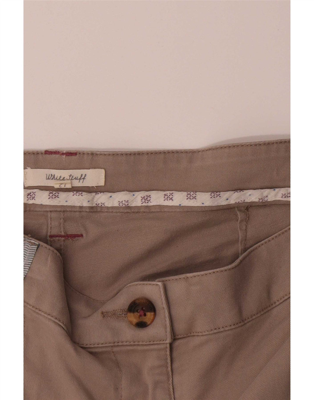 Shorts feminino White Stuff UK 12 médio W34 algodão bege