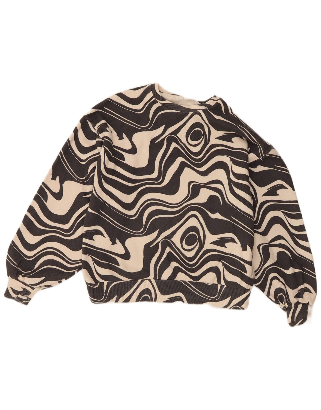 Zara Girls Abstract Pattern Moletom Jumper 13-14 Anos Algodão Preto