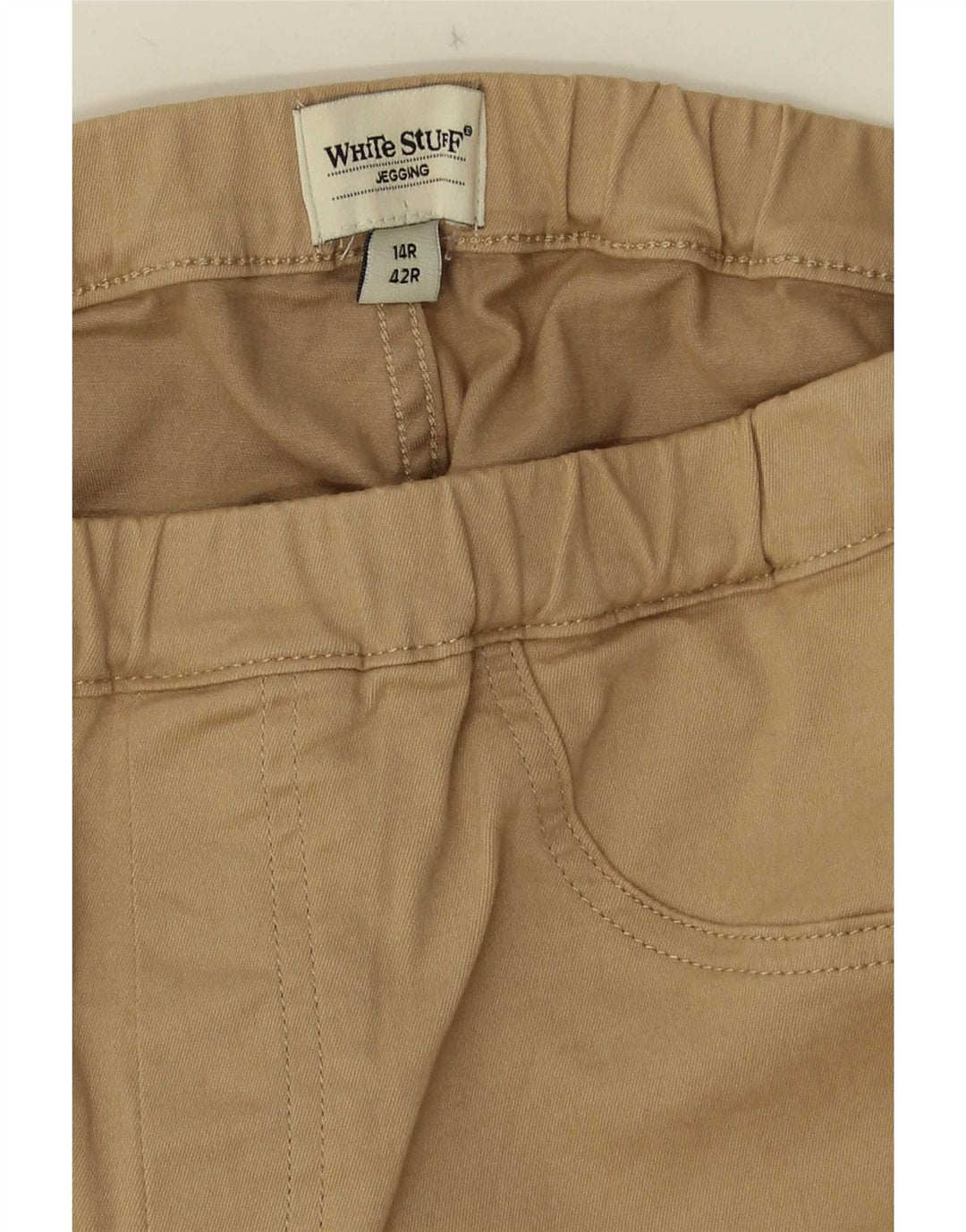 Calças cortadas jegging femininas White Stuff UK 14 médio W30 L25 bege