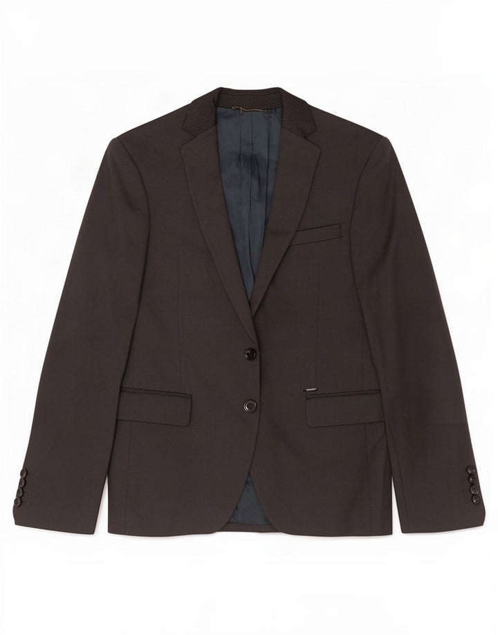 Jaqueta blazer masculina Zara com 2 botões EU 44 XS cinza algodão