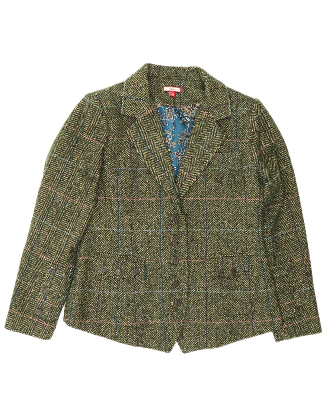 Jaqueta blazer feminina de 5 botões Joe Browns UK 14 grande verde houndstooth