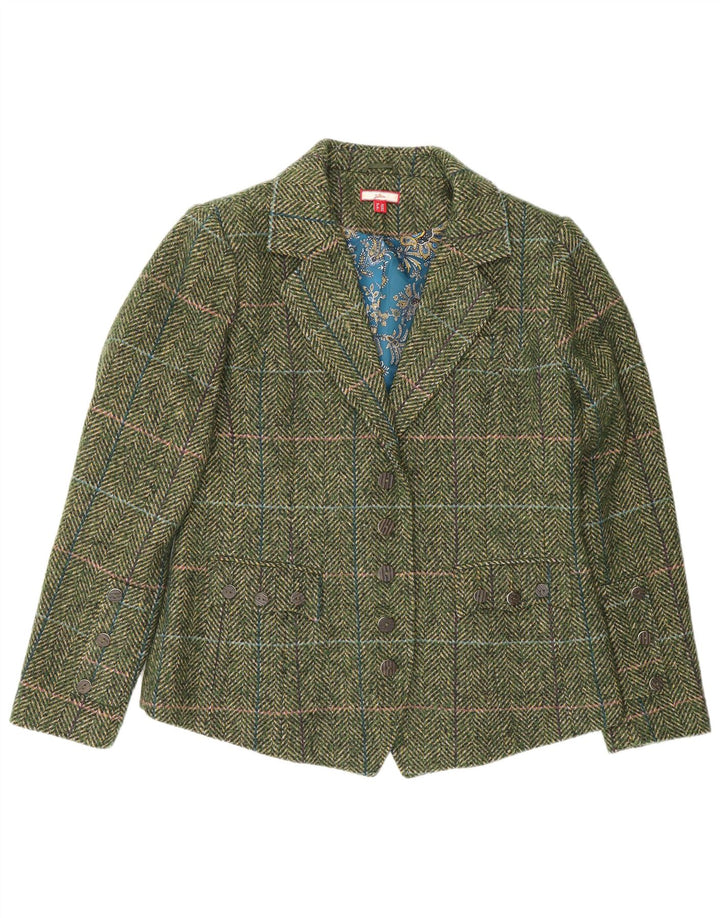 Jaqueta blazer feminina de 5 botões Joe Browns UK 14 grande verde houndstooth