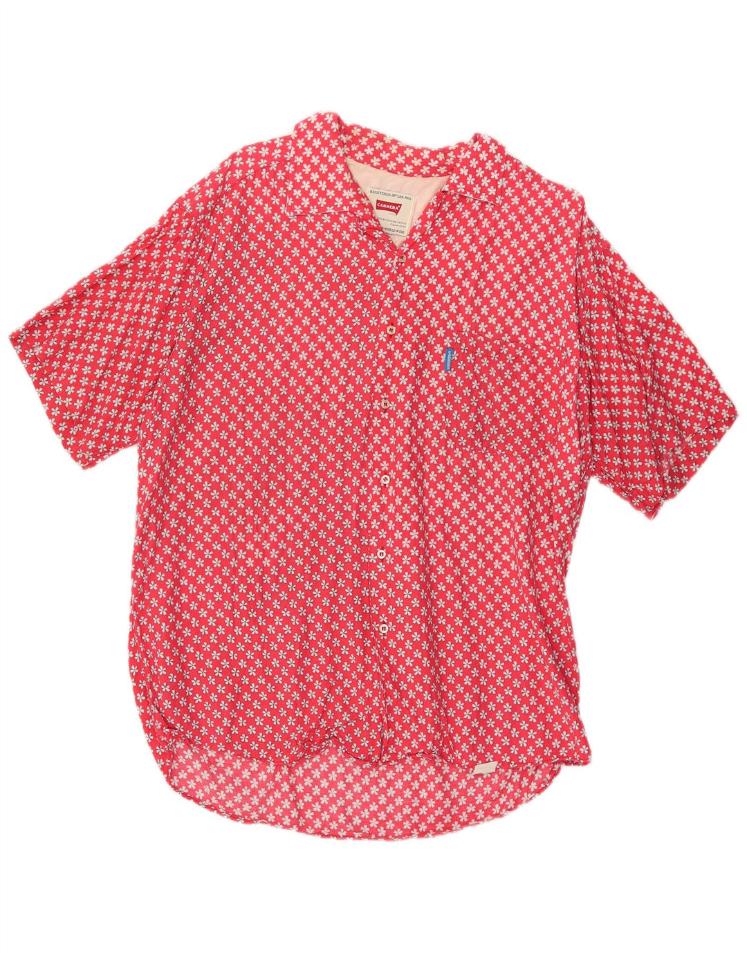 Camisa masculina de manga curta Carrera XL vermelha floral