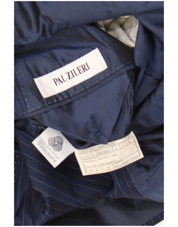 Jaqueta blazer masculina Pal Zileri com 3 botões IT 50 listra grande azul marinho