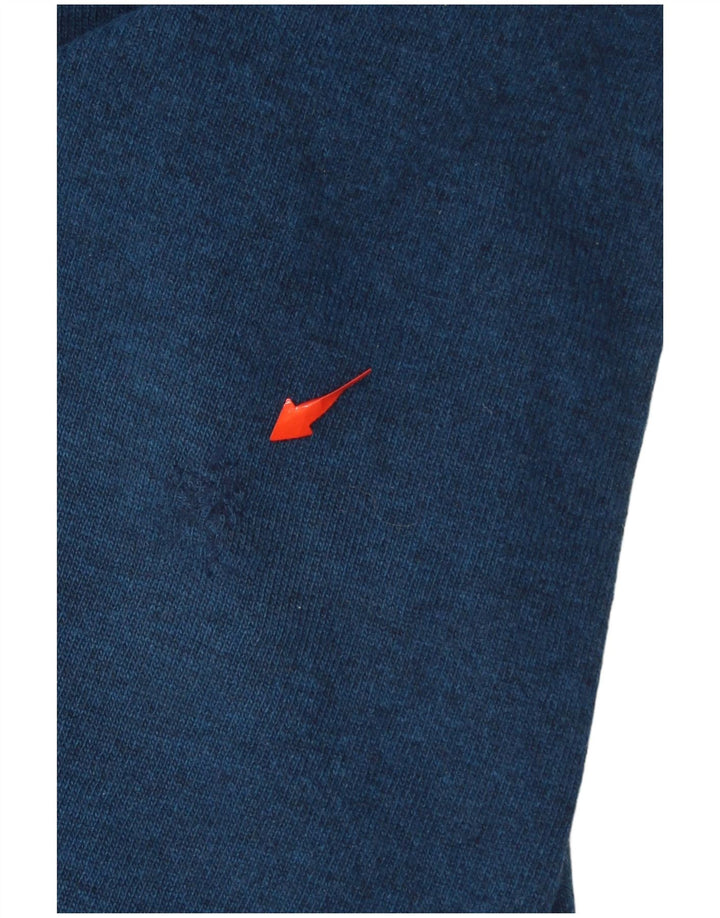 Suéter masculino VINTAGE com decote em V IT 54/56 XL azul lã nova