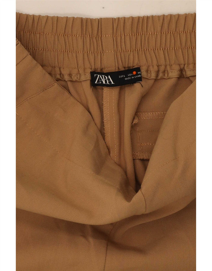 Zara Calça Feminina Slim Cropped Grande W33 L24 Poliéster Bege