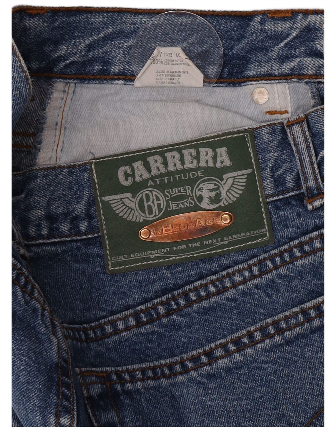 Calça jeans reta feminina Carrera W31 L30 azul algodão