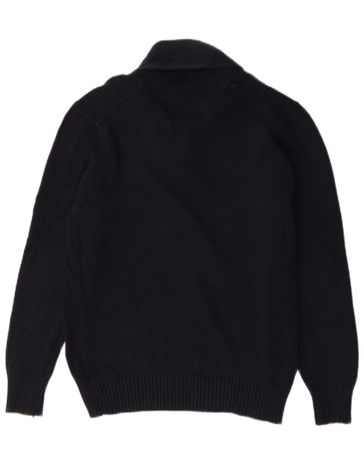 Zara Suéter masculino com gola xale grande azul marinho