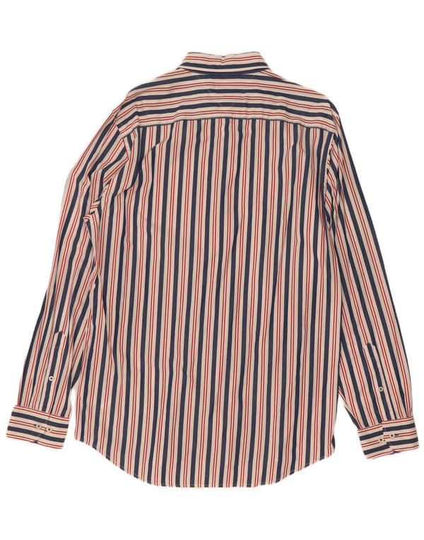 Tommy Hilfiger Camisa masculina New York Fit grande algodão listrado multicolorido