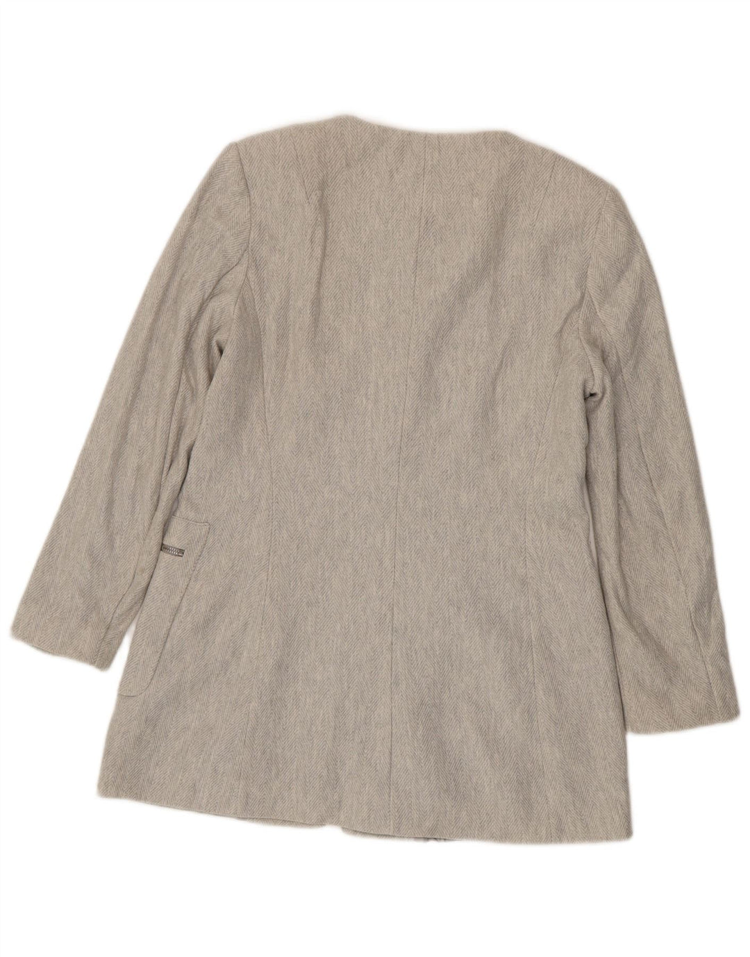 Jaqueta blazer feminina Zara com zíper completo Reino Unido 18 XL cinza espinha de peixe algodão