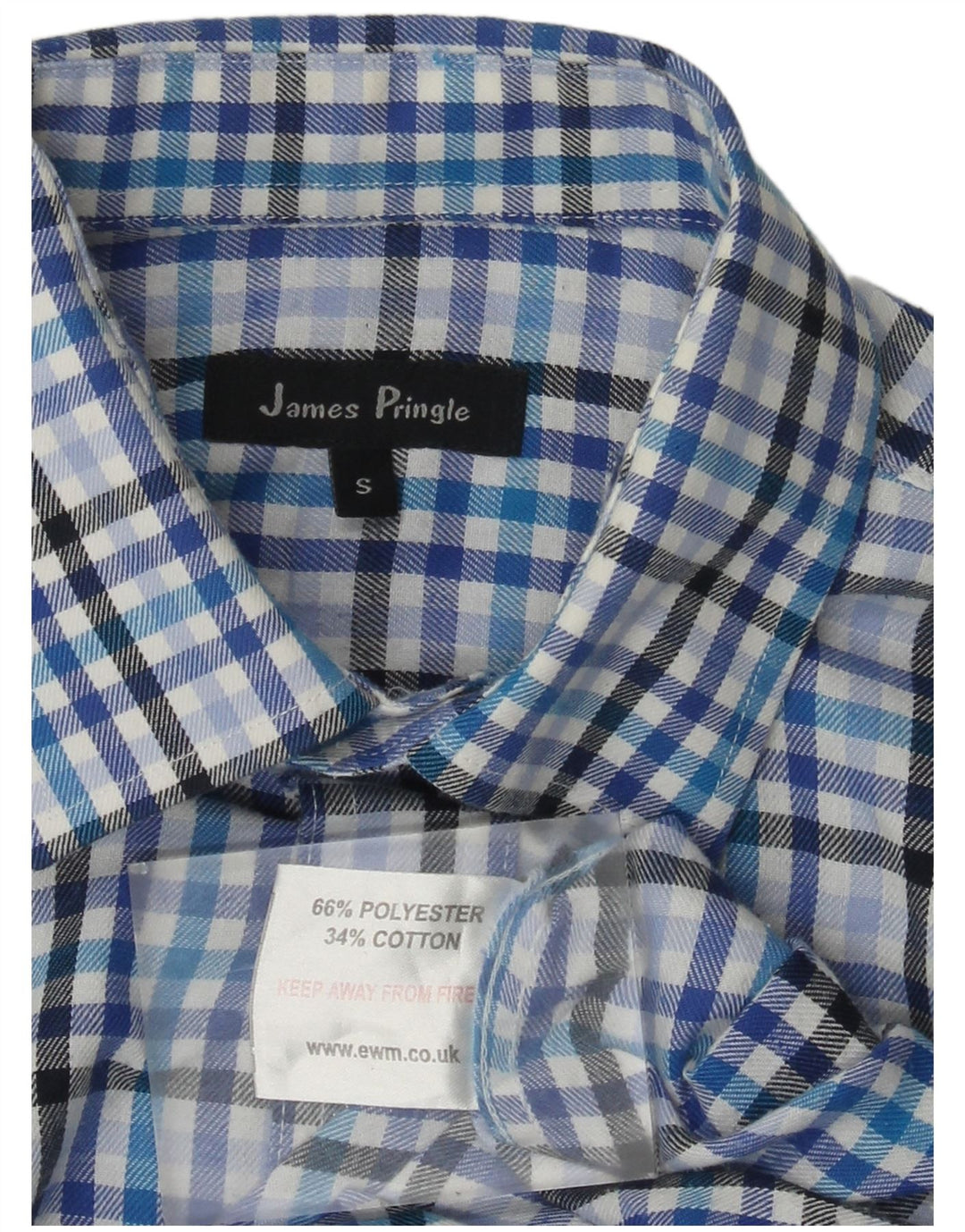 Camisa masculina de flanela James Pringle poliéster xadrez azul pequeno