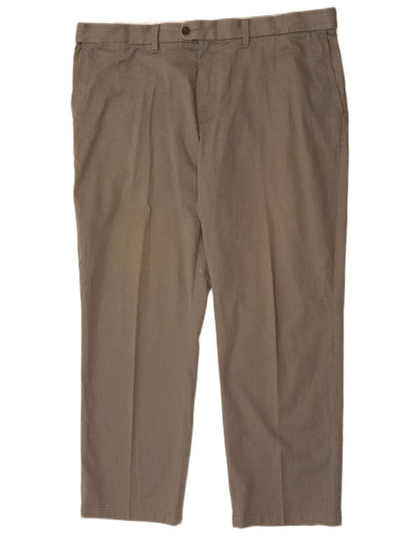 Calça chino reta masculina Marks & Spencer W44 L31 algodão cáqui