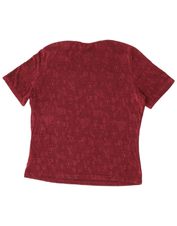 Camiseta feminina Marks & Spencer UK 14 grande acetato floral cor de vinho