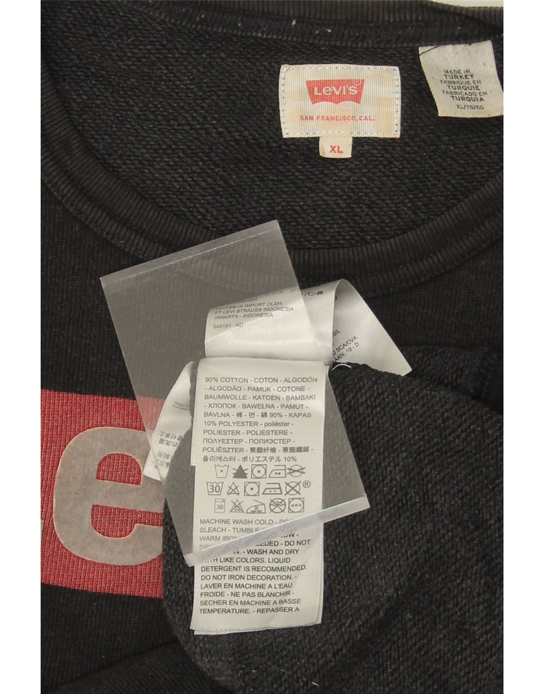 LEVI'S moletom gráfico masculino Jumper XL algodão preto