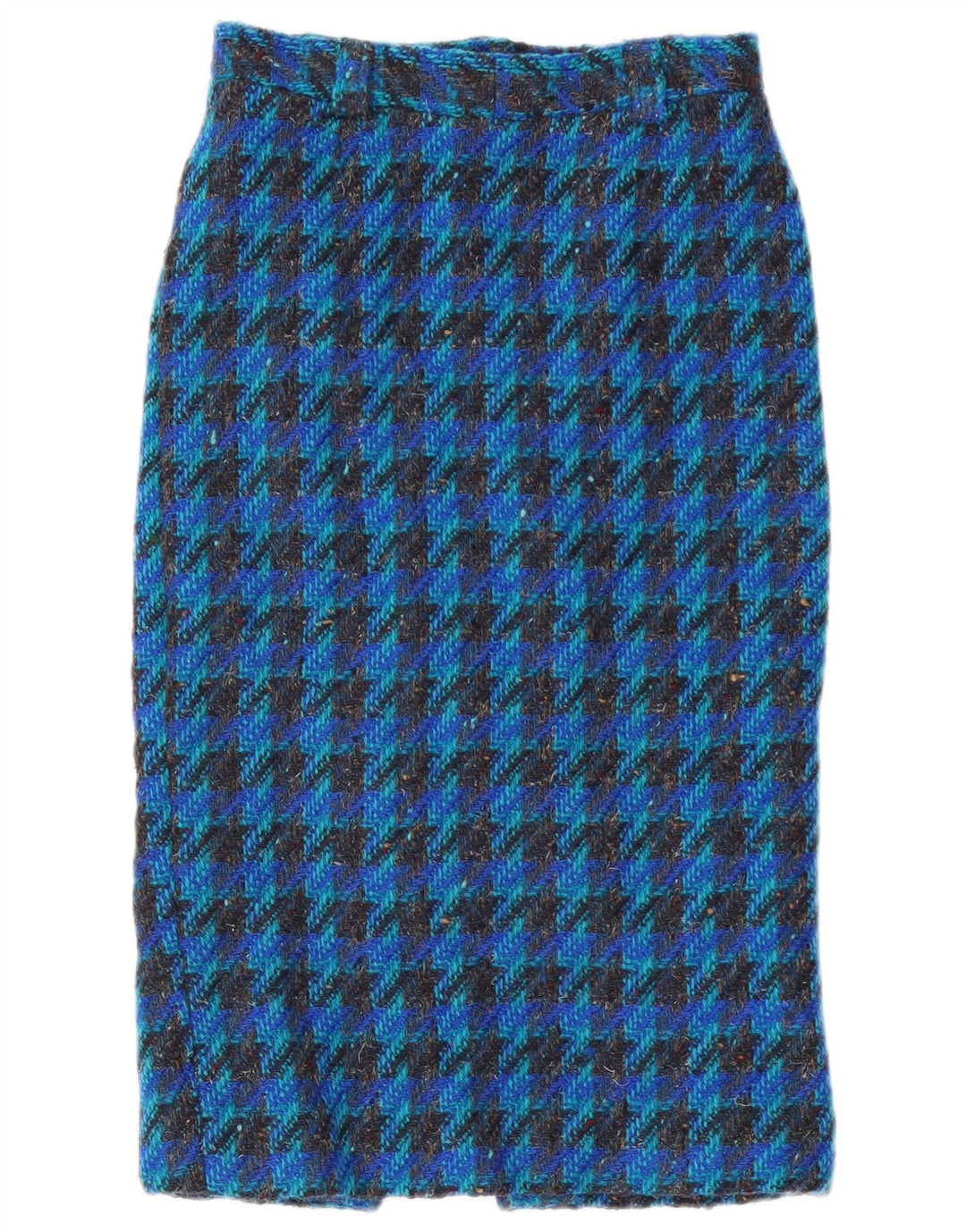 Saia midi feminina VINTAGE W28 médio azul houndstooth