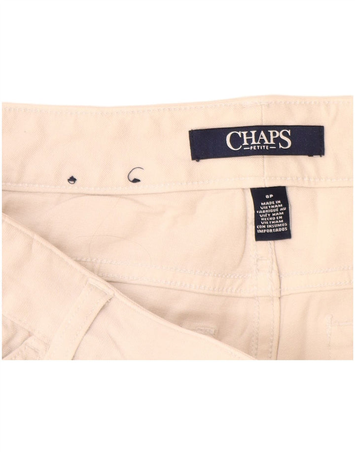 Calça feminina Chaps Petite Straight Cropped US 8 Médio W28 L25 Off White