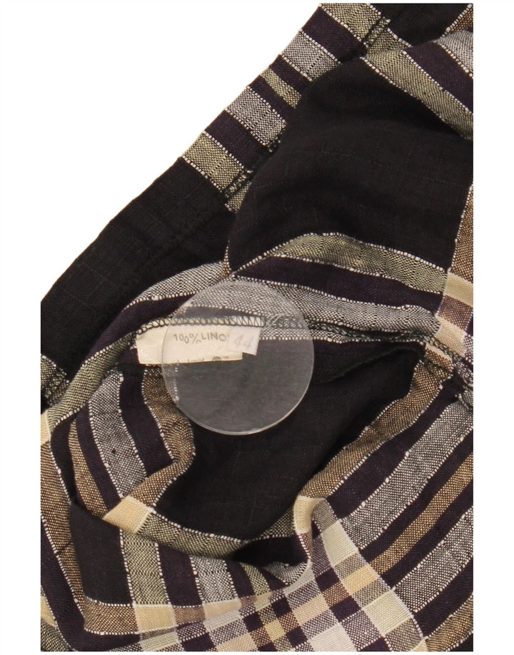 Jaqueta blazer feminina vintage de manga curta com 1 botão IT 44 xadrez preto médio