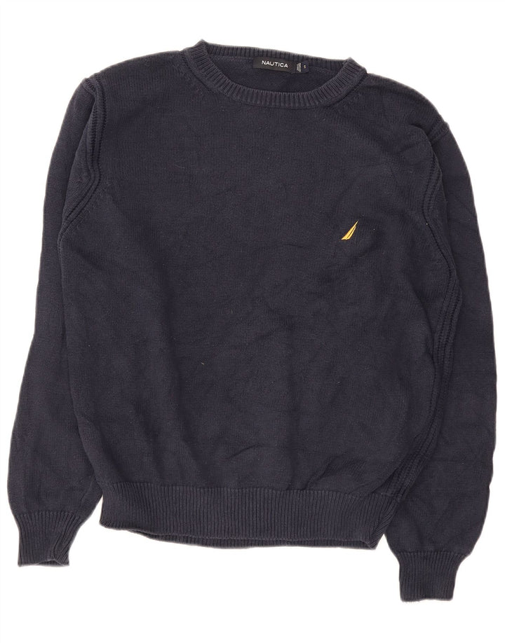 Suéter masculino Nautica com gola redonda, pequeno algodão azul marinho