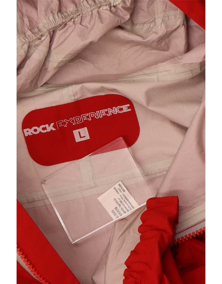 Jaqueta de chuva masculina com capuz Rock Experience Reino Unido 40 grande bloco colorido vermelho