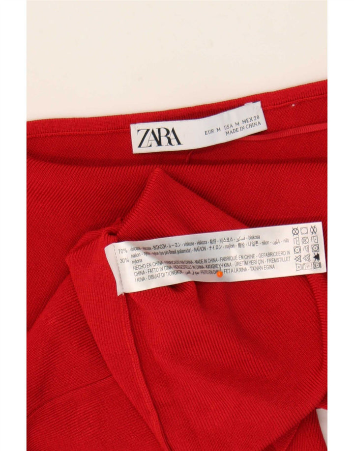 Zara Womens Crop One Ombro Top UK 12 Medium Red Viscose