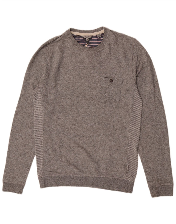 Ted Baker moletom masculino tamanho 2 pequeno algodão manchado cinza