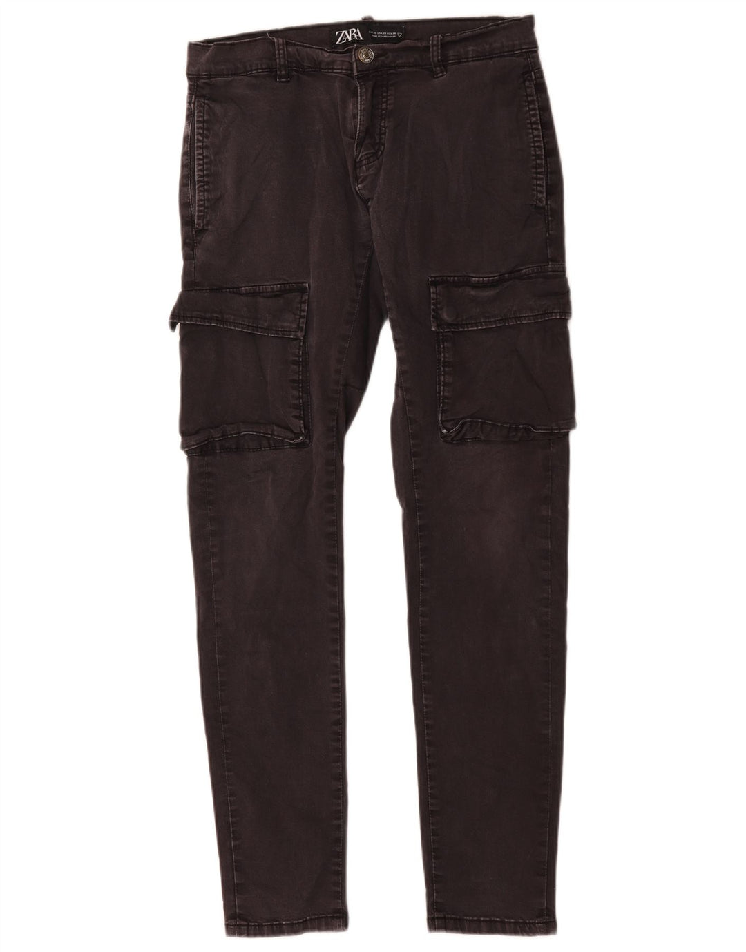 Zara Mens Cargo Slim Jeans EU 38 Pequeno W30 L30 Cinza Algodão