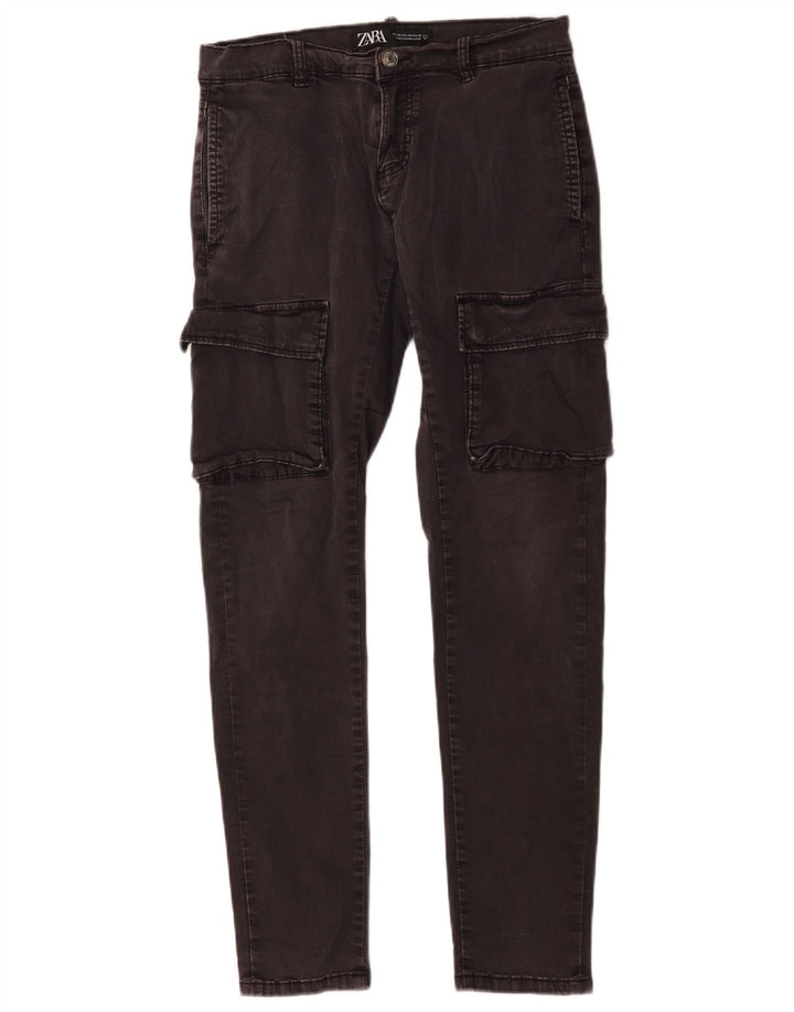 Zara Mens Cargo Slim Jeans EU 38 Pequeno W30 L30 Cinza Algodão