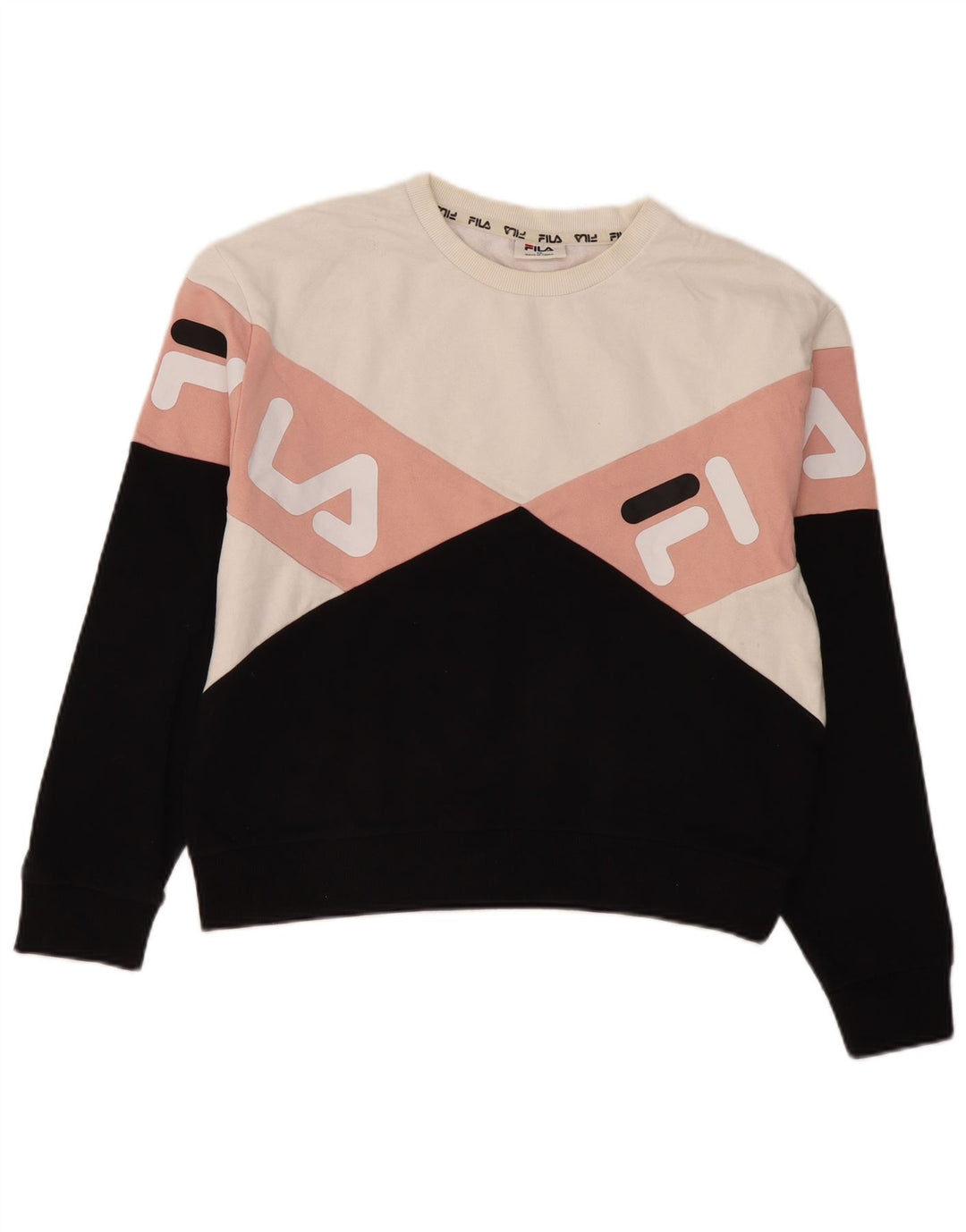 Fila Womens Graphic Sweatshirt Jumper UK 12 Médio Multicolorido