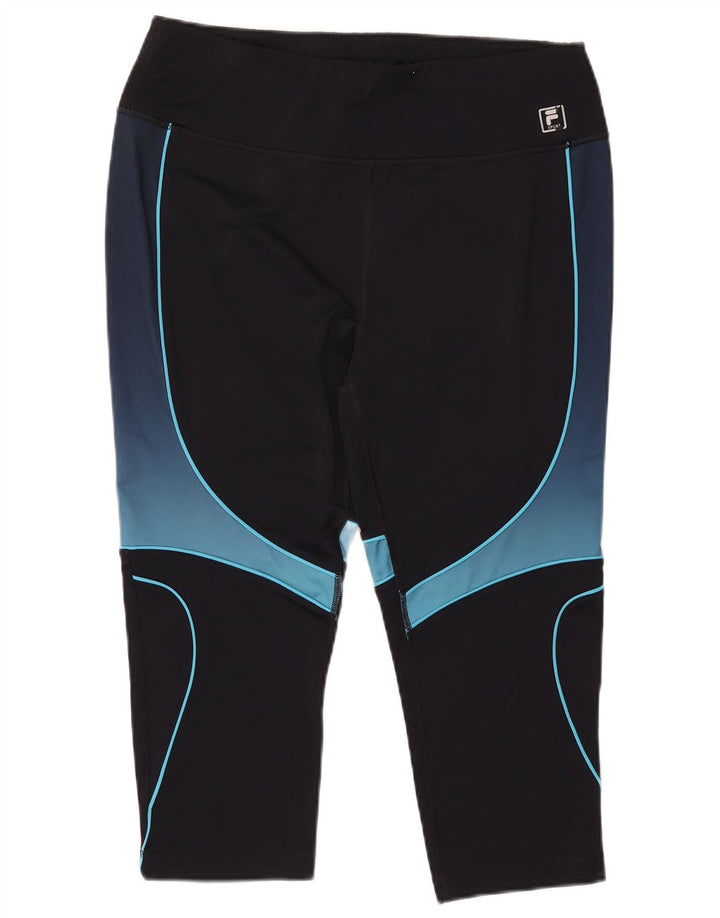 Leggings Capri Mulher Fila UK 18 XL Preto Colourblock Poliéster