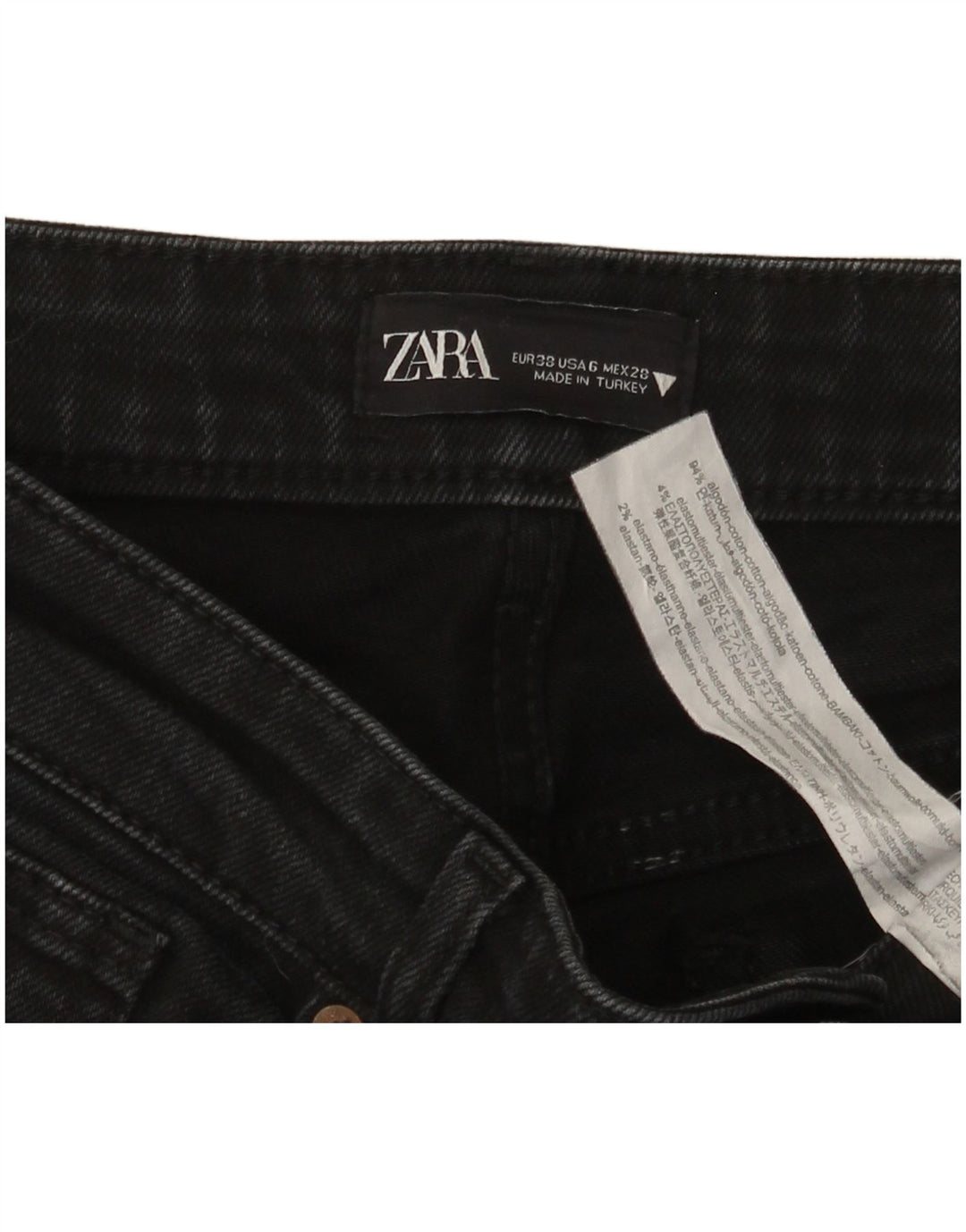 Calça jeans feminina Zara Bootcut EU 38 pequena W28 L26 algodão preto