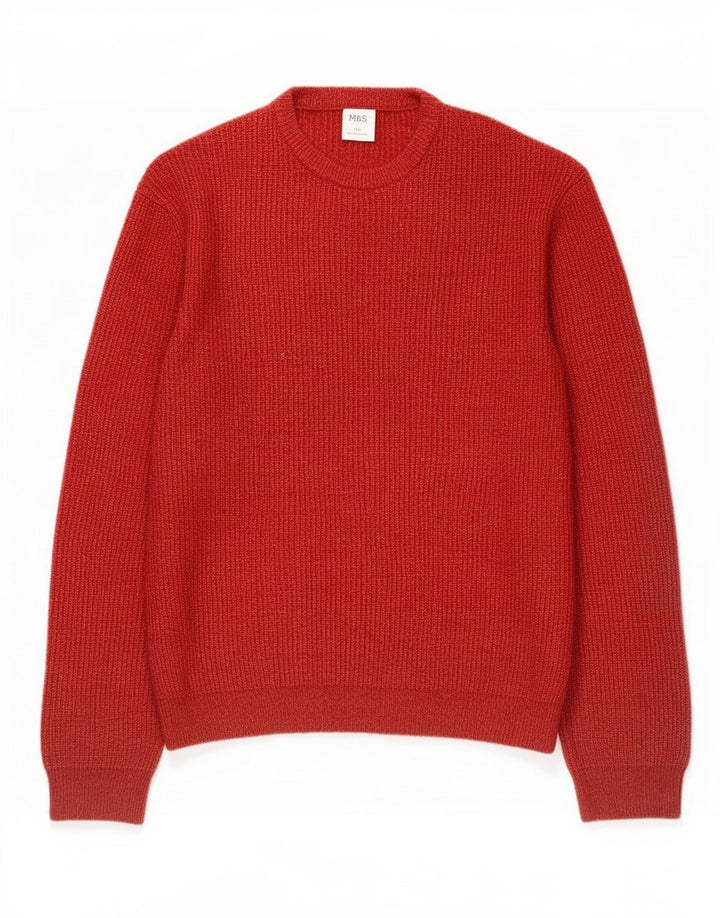 Suéter masculino Marks & Spencer com gola redonda 2XL poliamida vermelha