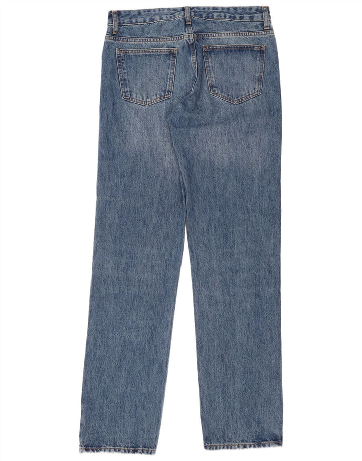 Zara Jeans reto feminino EU 38 pequeno W28 L33 azul algodão