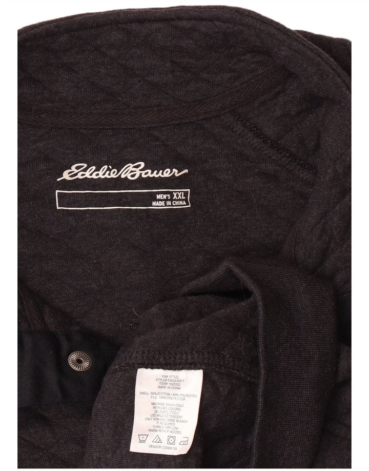 Eddie Bauer moletom masculino com gola e botão 2XL algodão geométrico cinza