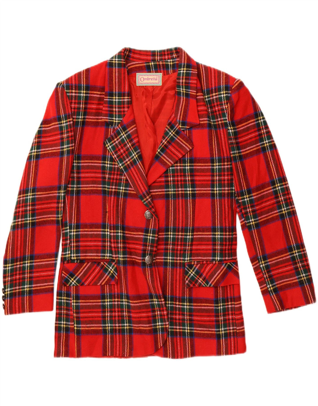 Jaqueta blazer feminina vintage com 2 botões IT 44 lã xadrez vermelha média