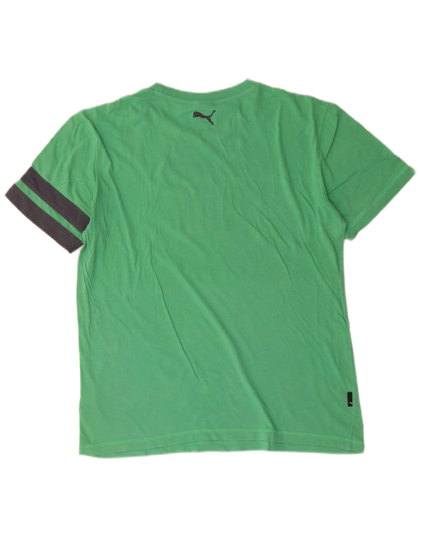 Camiseta masculina Puma Graphic Top médio verde algodão colorblock