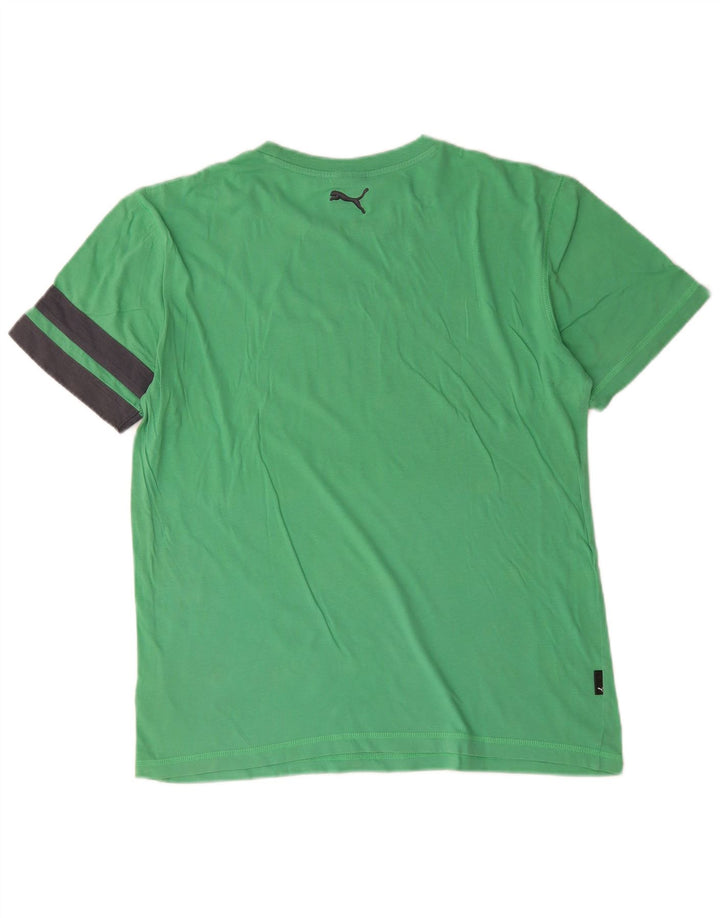 Camiseta masculina Puma Graphic Top médio verde algodão colorblock