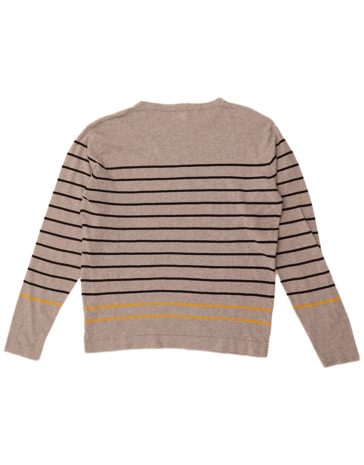Jack & Jones Top masculino de manga comprida 2XL algodão listrado cinza