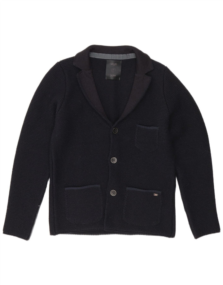 Jaqueta blazer masculina Liu Jo com 3 botões Reino Unido 36 pequena azul marinho acrílico