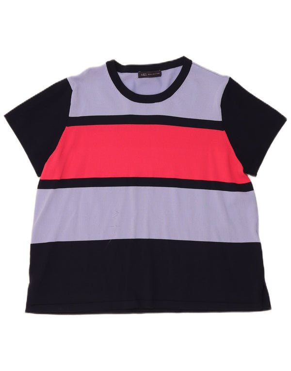 Camiseta feminina Marks & Spencer UK 20 2XL listrada multicolorida